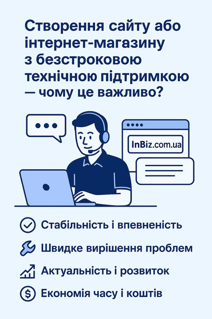 Створення сайту або інтернет-магазину з безстроковою технічною підтримкою